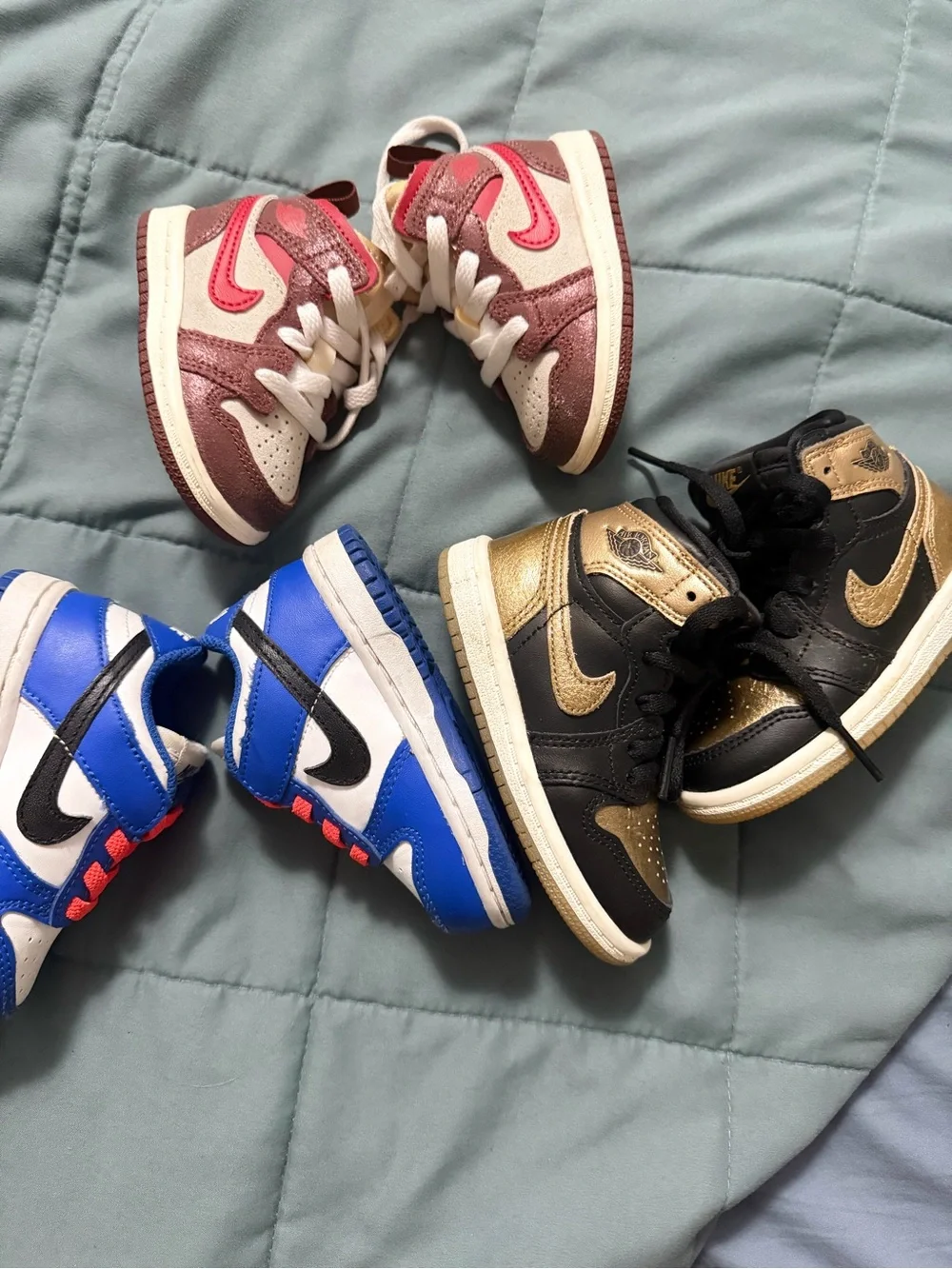 Nike Kids Colorblock High-Top Sneakers in Blue, Red, Black, Gold, Brown, Cream